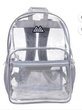 Summit Ridge Clear 18" Backpack with Patch & Printed Straps Gray New With Tags